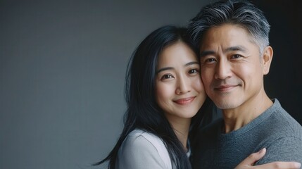 Heartwarming Embrace of Diverse Couple in Soft Light Setting