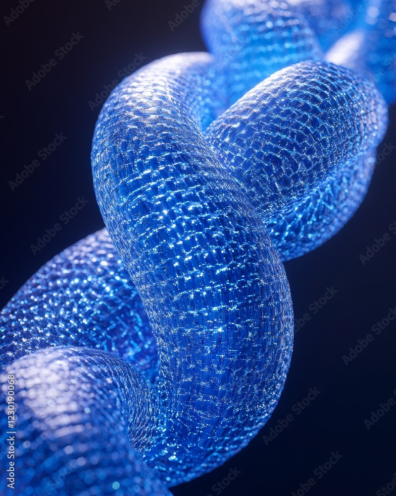 Leinwandbilder Luminous Tech Knot -Printed Metallic Rope in Modern Studio - Innovative Design Element for Futuristic Workspaces and Creative Installations