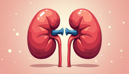 Stylish illustration for World Kidney Day featuring vibrant kidneys on a banner, focusing on health awareness and the importance of kidney function.
