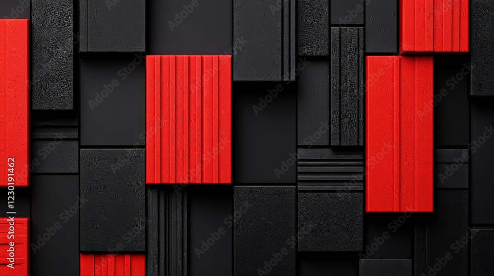 Poster abstract red and black blocks: a minimalist abstract design featuring a pattern of bold red and blac