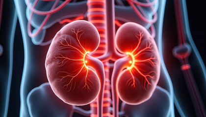 Close-up illustrative image of human kidneys emphasizing their function and health for World Kidney Day awareness.