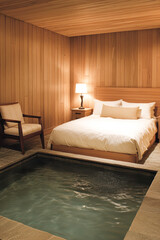 Relaxing stay in a cozy bedroom with private pool modern retreat indoor