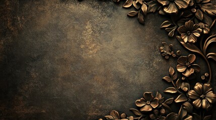 Elegant Bronze Floral Design on Dark Background