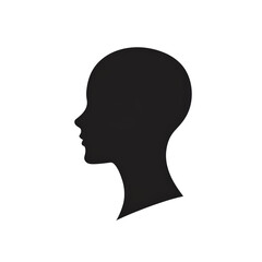 Isolated Black Silhouette of a Woman's Head in Profile