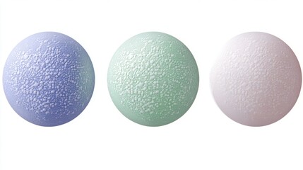 Colorful Textured Spheres on White Background with Soft Shadows