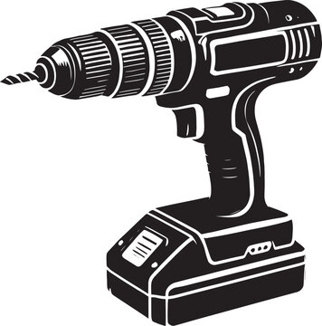 black cordless drill isolated clip art preview