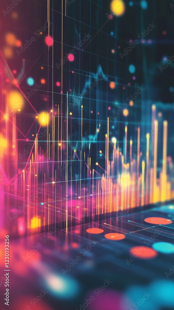 Poster vibrant data visualization: captivating insights through technology and design