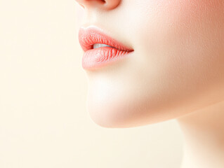 Obraz premium Beauty close-up portrait soft lighting editorial minimalist aesthetic