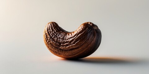 Closeup of roasted Cashew with rich texture and dark brown hues