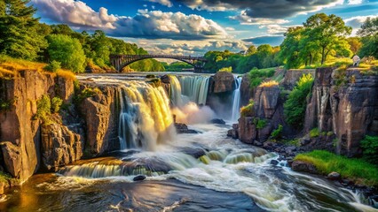 Naklejka premium Great Falls, Passaic River, Paterson, NJ: Candid Waterfall Photography