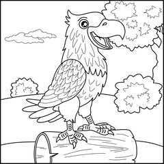 Eagle line art for coloring book with simple background