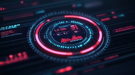 Obraz premium Futuristic data visualization interface with vibrant colors and sleek design, representing advanced technology and analytics.