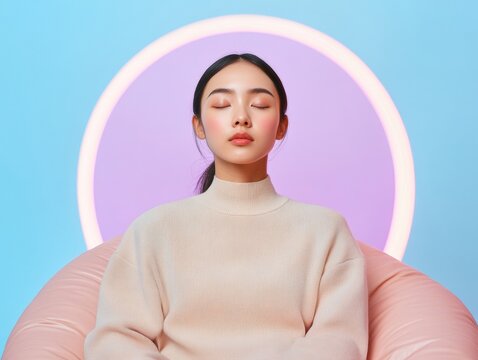 Modern Zen-Space Design Soft Pastels and Light for Youthful Calm Aroma Wellness Rooms with Sleek Textures for Mindful Living and Relaxation Sessions
