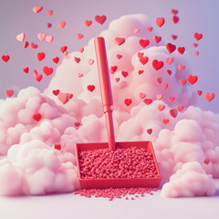 Dreamy red scoop with pink heart sprinkles