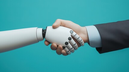 Robots and humans collaborating business environment digital interaction modern office close-up innovation in technology