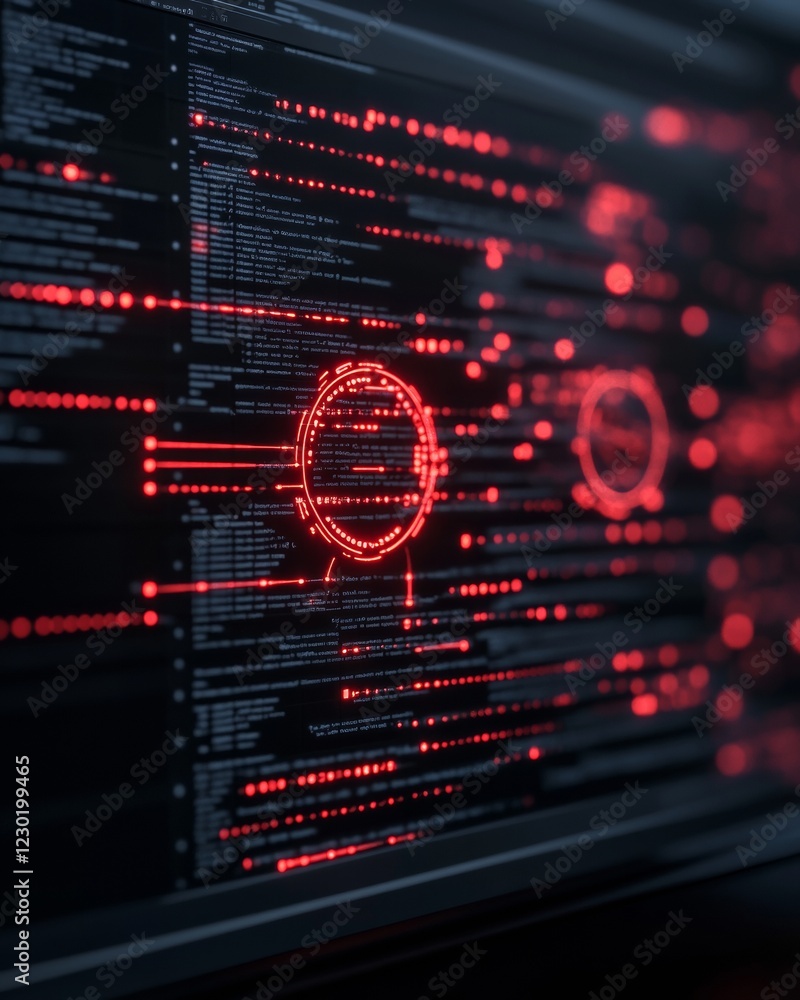 Poster Futuristic Digital Control Interface Emergency Broadcast and Threat Management on High-Resolution Screens - Tech Innovation for Enhanced Crisis Response in Security Industries