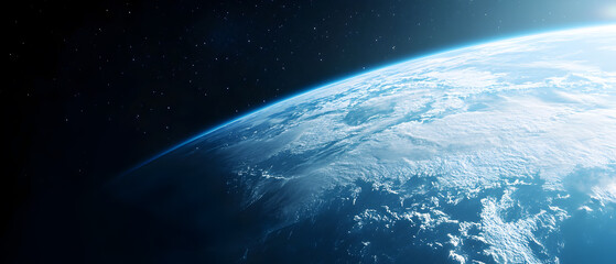 Obraz premium Earth viewed from space showcasing the curvature of the planet against the backdrop of the stars