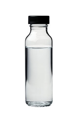 Isolated Clear Glass Bottle with Black Screw Cap