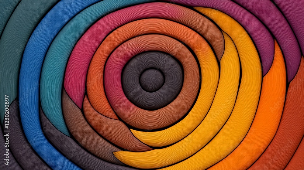 Poster abstract circle design: vibrant concentric circles in a mesmerizing pattern, featuring a spectrum of