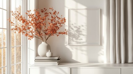 Bright and Cozy Living Room with Autumn Decorative Elements