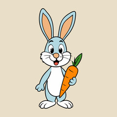 Adorable Rabbit Holding Carrot
