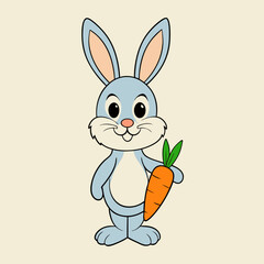 Fototapeta premium Adorable Rabbit Holding Carrot