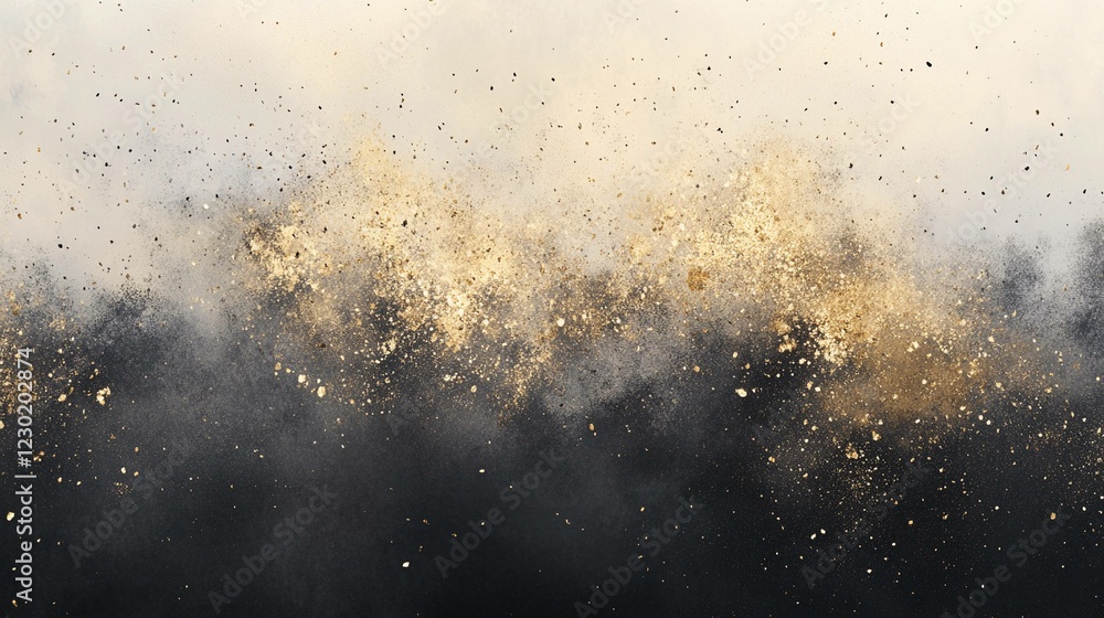 Poster sparkling gold dust creating a shimmering effect against a contrasting dark backdrop during an artis