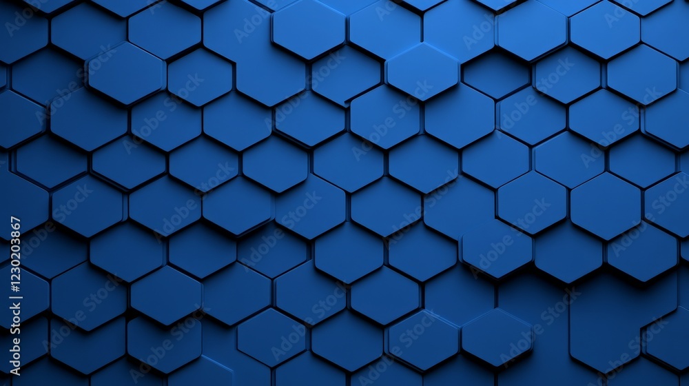 Poster geometric hexagon pattern: a mesmerizing blue background with a repeating hexagonal pattern that is 