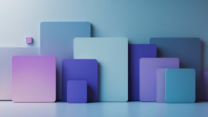 Obraz premium Rounded corner squares creating modern blue and purple abstract background.