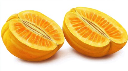 Fresh Sliced Yellow Melon Displayed on a Clean White Background
