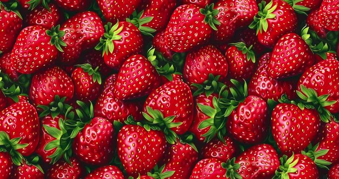 strawberries vibrant red glossy texture high definition fresh arranged pattern