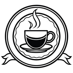 A minimalist coffee shop logo in vector line art, featuring a steaming coffee cup with elegant typography to convey warmth and sophistication.