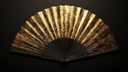 Elegant Decorative Hand Fan Displayed Against Dark Background
