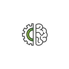 Brain gear icon flat vector design