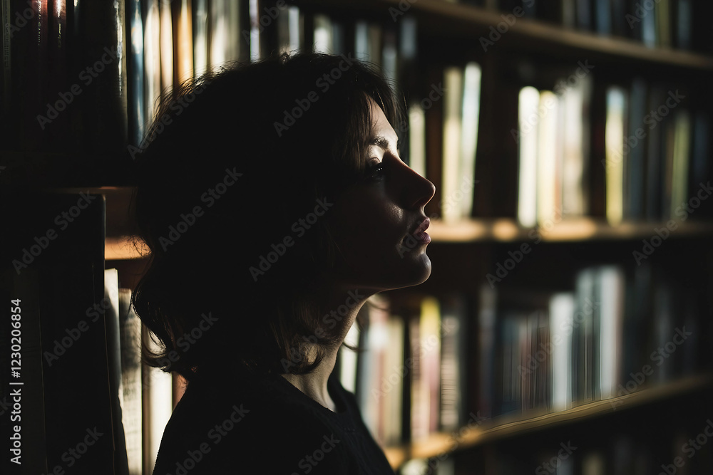 Poster an image of student read literature in college library generative ai concept