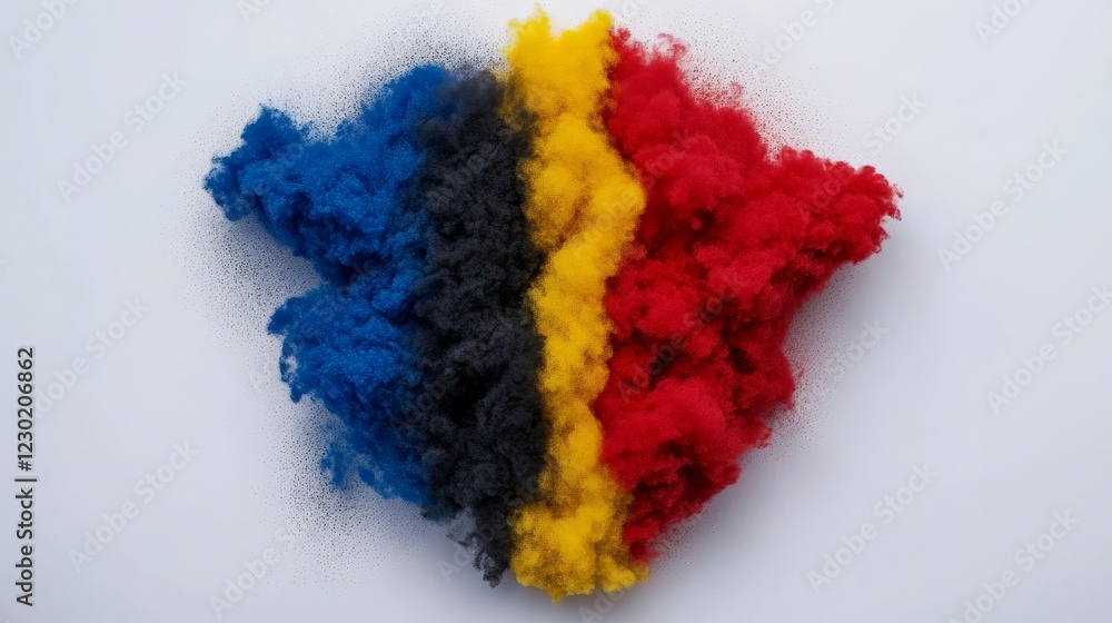 Poster abstract color burst: a vibrant and dynamic abstract image featuring a burst of blue, black, yellow,