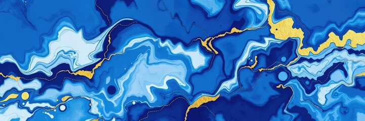 Navy blue and white abstract art featuring intricate marbled ink painting patterns with metallic gold accents, marbled pattern, unique interior decor, creative design