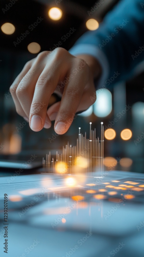 Poster Sleek Digital Business Collaboration Hands on Glass Touchscreen with Data Visualization - Modern Workflow Innovation for Professional Teams and Tech-Driven Productivity
