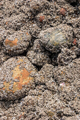 A pile of rocks and sand with a few small rocks in the middle