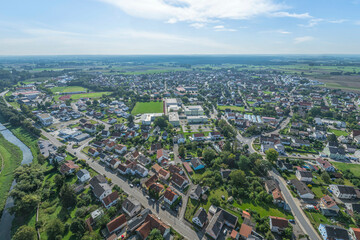 Fototapeta premium Blick auf die Festspielstadt Vohburg im Kreis Pfaffenhofen in Bayern