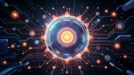 An advanced technology with glowing elements.