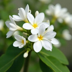 Obraz premium Fragrant white flowers blooming on a dark stem, nature, fragrant, plant