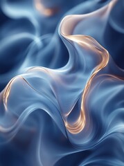 Obraz premium Abstract blue gold fluid waves digital art background