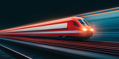 Futuristic High-Speed Train Concept Sleek Stainless Steel and Streamlined Design - Efficient Transport Marketing for Modern Urban Mobility and Sustainable Connectivity Systems