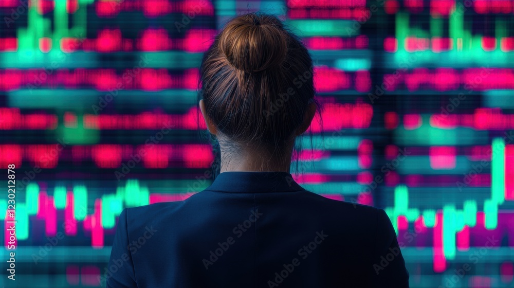 Poster hand holographic bar stock business concept. close up of digital tablet displaying glowing financial