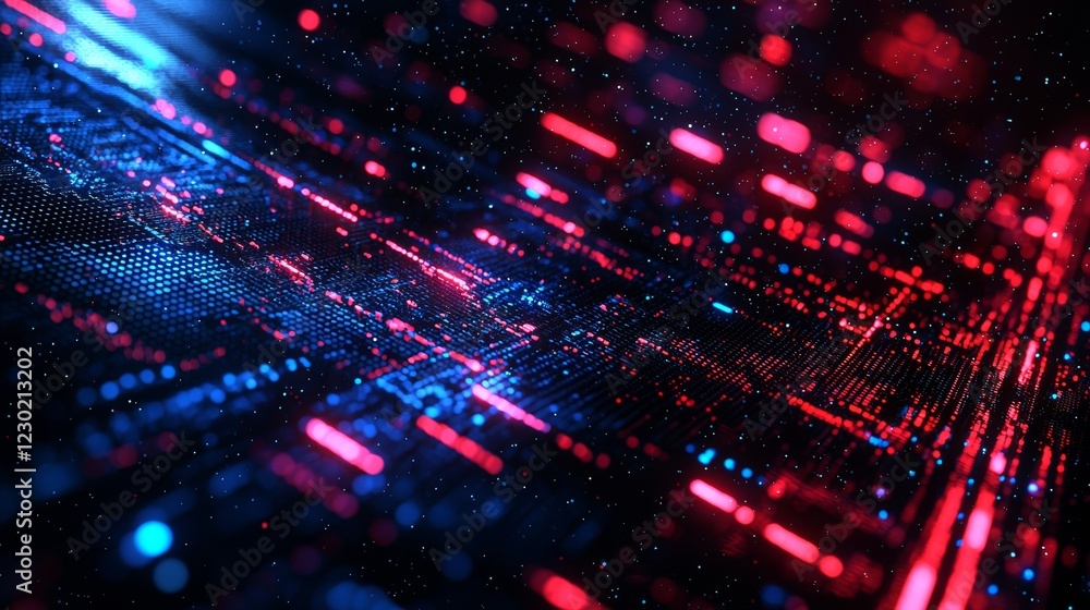Poster a 3d rendered background featuring digital technology and data, highlighting data analysis, access t