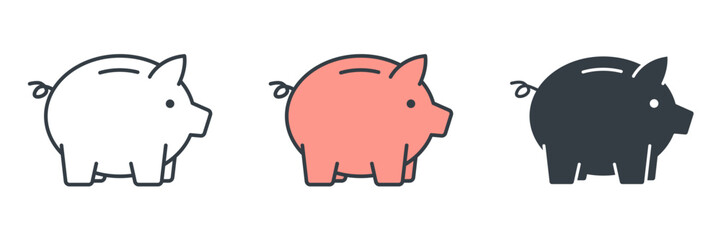 Piggy Bank icon symbol vector illustration isolated on white background