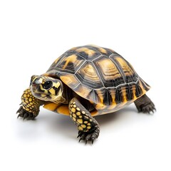 Fototapeta premium Turtle and russian tortoise isolated on a white background for animal photography