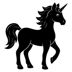 Cute Black Vector Unicorn Line Art Black Vector Silhouette Cartoon  Illustration