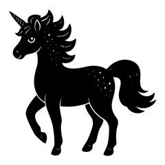Cute Black Vector Unicorn Line Art Black Vector Silhouette Cartoon  Illustration